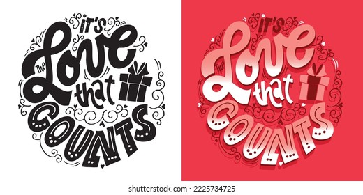 Cute hand drawn doodle lettering postcard about love. Love you, all you need is me. Valentine's day card.