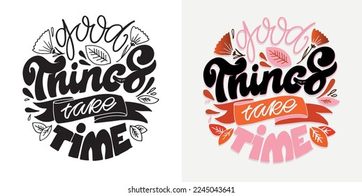 Cute hand drawn doodle lettering postcard about life. Beautiful t-shirt design, mug pring.