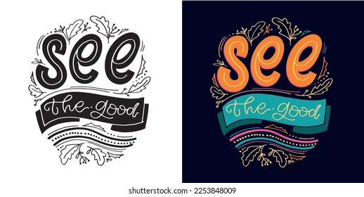 Cute hand drawn doodle lettering postcard, Lettering for t-shirt design, mug print.