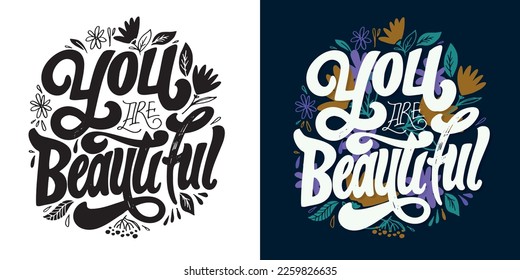 Cute hand drawn doodle lettering postcard, t-shirt design, mug print.
