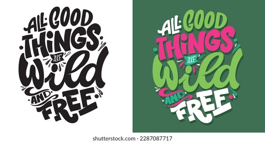 Cute hand drawn doodle lettering postcard about life. T-shirt design, mug print, printable art.