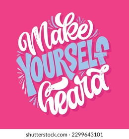 Cute hand drawn doodle lettering postcard, tee print design, t-shirt design, mug print. Lettering art.