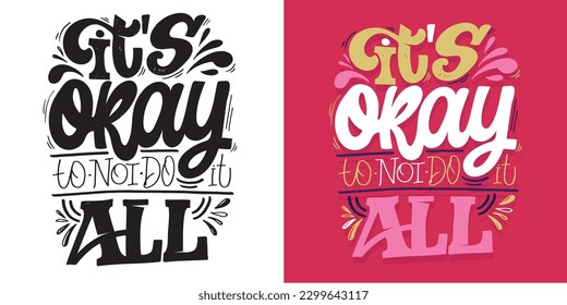 Cute hand drawn doodle lettering postcard, tee print design, t-shirt design, mug print. Lettering art.