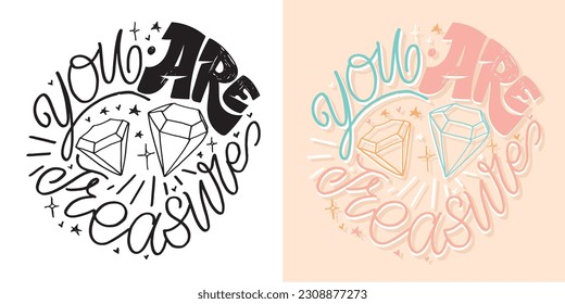 Cute hand drawn doodle lettering art. Lettering postcard, t-shirt design, tee print, mug print.