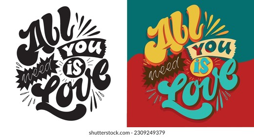 Cute hand drawn doodle lettering art. Lettering postcard, t-shirt design, tee print, mug print.