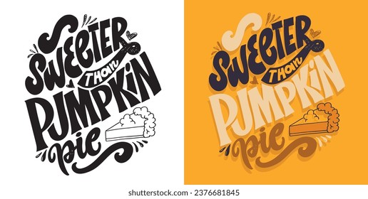 Cute hand drawn doodle lettering about fall, autumn, pumpkin, leaves.