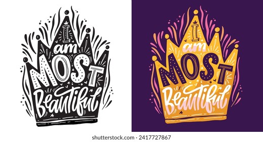 Cute hand drawn doodle lettering postcard, lettering print t-shirt design, 100% vector design.