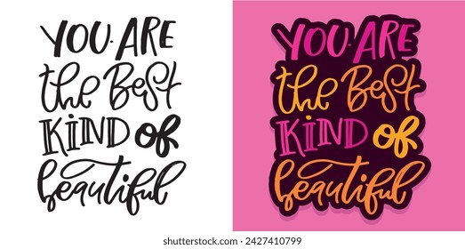 Cute hand drawn doodle lettering postcard. T-shirt design, fashion art letetring. 100% vector file
