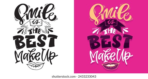 Cute hand drawn doodle lettering postcard, lettering quote. 100% vector image