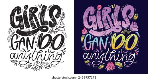 Cute hand drawn doodle lettering postcard, lettering quote. 100% vector image