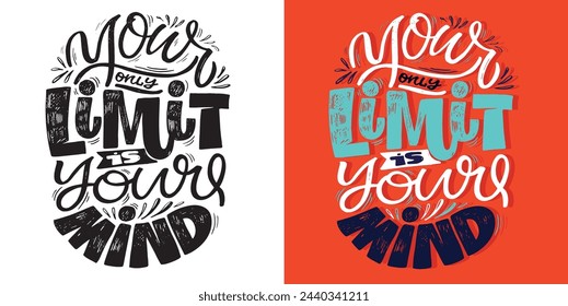 Cute hand drawn doodle lettering postcard, lettering quote. 100% vector image