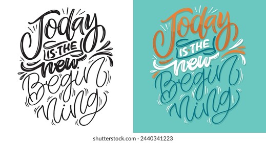 Cute hand drawn doodle lettering postcard, lettering quote. 100% vector image