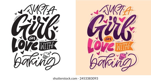 Cute hand drawn doodle lettering quote about cooking. 100% vector