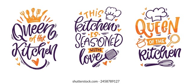 Cute hand drawn doodle lettering quote about cooking. Lettering quote - 100% vector image - t-shirt design. Lettering print art.