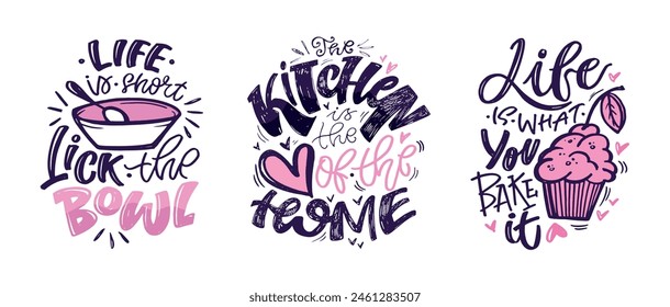 Cute hand drawn doodle lettering quote about cooking. Lettering quote - 100% vector image - t-shirt design. Lettering print art.