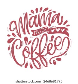 Cute hand drawn doodle lettering quote about mom, mother. Lettering for t-shirt design, mug print, bag print, clothes fashion. 100% hand drawn vector image.