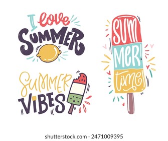 Cute hand drawn doodle lettering quote about summer, lake, ocean. Lettering for t-shirt design, mug print, bag print, clothes fashion. 100% hand drawn vector image.