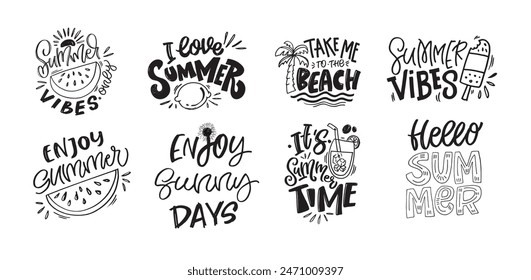 Cute hand drawn doodle lettering quote about summer, lake, ocean. Lettering for t-shirt design, mug print, bag print, clothes fashion. 100% hand drawn vector image.