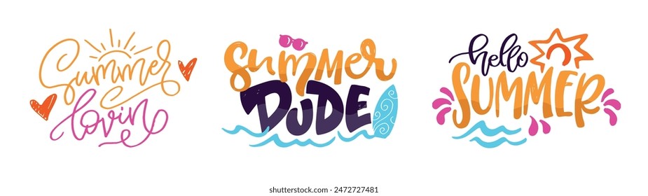 Cute hand drawn doodle lettering quote about summer, lake, ocean. Lettering for t-shirt design, mug print, bag print, clothes fashion. 100% hand drawn vector image.