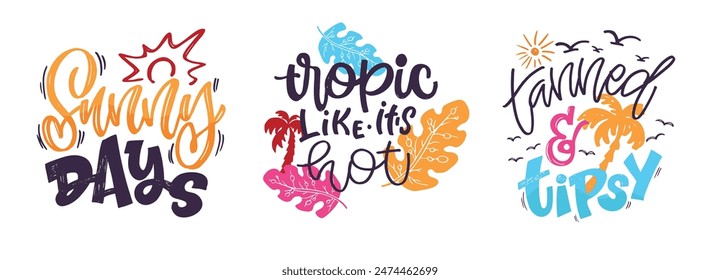Cute hand drawn doodle lettering quote about summer, lake, ocean. Lettering for t-shirt design, mug print, bag print, clothes fashion. 100% hand drawn vector image.