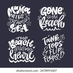 Cute hand drawn doodle lettering quote about summer. Lettering for t-shirt design, mug print, bag print, clothes fashion. 100% hand drawn vector image.