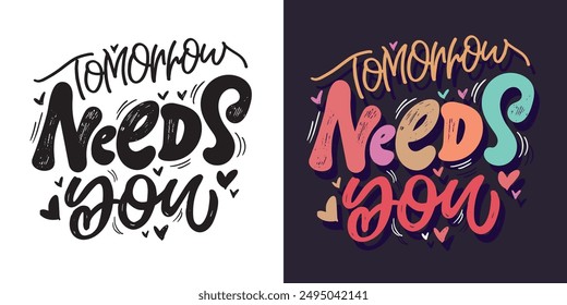 Nettes handgezeichnetes Doodle Schriftzug Zitat. Schriftzug für T-Shirt-Design, Becher-Print, Taschen-Print, Kleidung Mode. 100% handgezeichnete Vektorgrafik Bild.