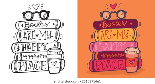 Cute hand drawn doodle lettering quote about Books. Reading more. Lettering for t-shirt design, mug print, bag print, clothes fashion. 100% hand drawn vector image.