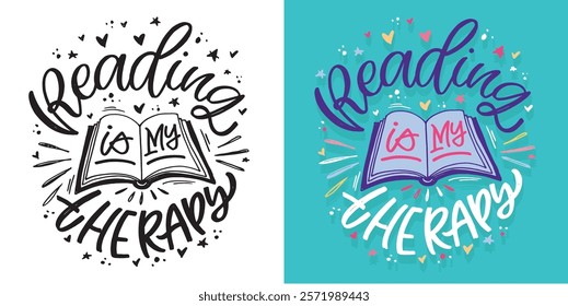 Cute hand drawn doodle lettering quote about books and reading. Lettering for t-shirt design, mug print, bag print, clothes fashion. 100% hand drawn vector image.
