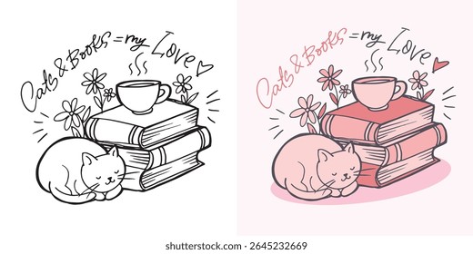 Cute hand drawn doodle lettering quote about books and reading. Lettering for t-shirt design, mug print, bag print, clothes fashion. 100% hand drawn vector image.