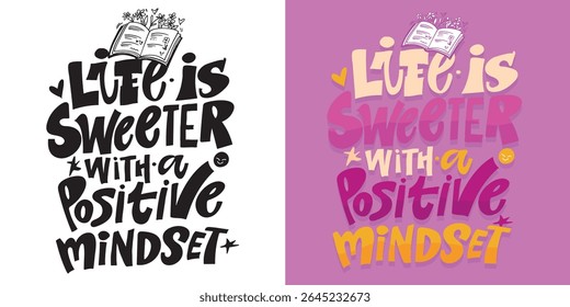 Cute hand drawn doodle lettering quote about books and reading. Lettering for t-shirt design, mug print, bag print, clothes fashion. 100% hand drawn vector image.