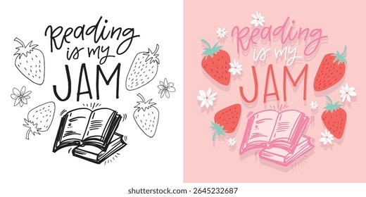 Cute hand drawn doodle lettering quote about books and reading. Lettering for t-shirt design, mug print, bag print, clothes fashion. 100% hand drawn vector image.