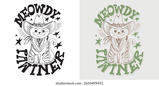 Cute hand drawn doodle lettering quote about Cat. Lettering for t-shirt design, mug print, bag print, clothes fashion. 100% hand drawn vector image.