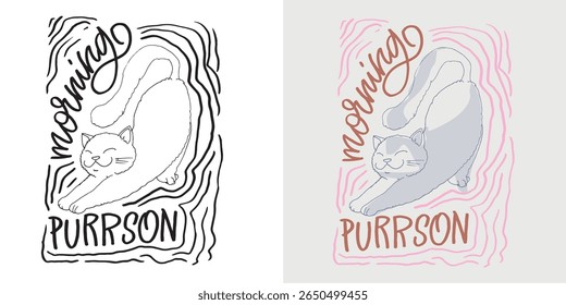 Cute hand drawn doodle lettering quote about Cat. Lettering for t-shirt design, mug print, bag print, clothes fashion. 100% hand drawn vector image.