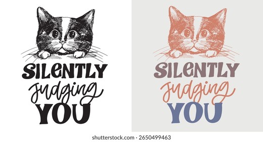 Cute hand drawn doodle lettering quote about Cat. Lettering for t-shirt design, mug print, bag print, clothes fashion. 100% hand drawn vector image.