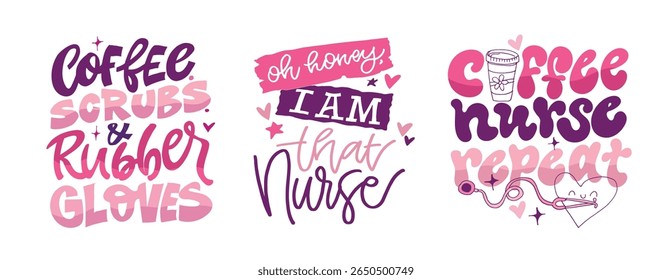 Cute hand drawn doodle lettering quote about Nurse. Lettering for t-shirt design, mug print, bag print, clothes fashion. 100% hand drawn vector image.