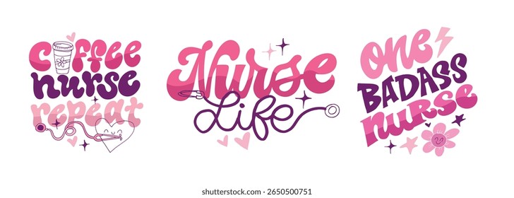 Cute hand drawn doodle lettering quote about Nurse. Lettering for t-shirt design, mug print, bag print, clothes fashion. 100% hand drawn vector image.