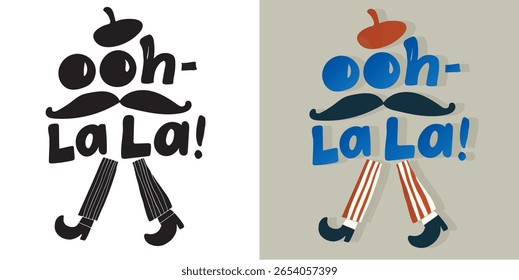 Cute hand drawn doodle lettering quote about France. Lettering for t-shirt design, mug print, bag print, clothes fashion. 100% hand drawn vector image.