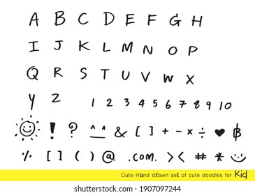 Cute Hand drawn doodle letters vector alphabet set