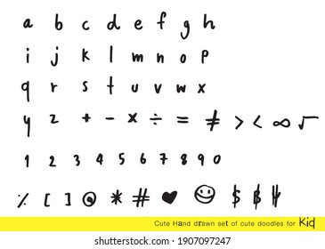 Cute Hand drawn doodle letters vector alphabet set