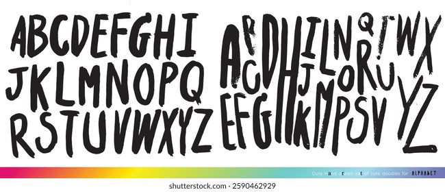Cute Hand drawn doodle letters vector alphabet set,Children's English font for book design, doodle Vector illustration, handwritten font 