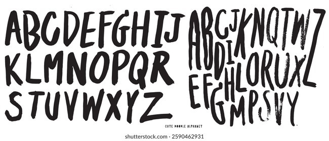 Cute Hand drawn doodle letters vector alphabet set,Children's English font for book design, doodle Vector illustration, handwritten font 