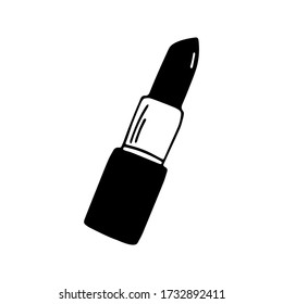 Cute hand drawn doodle lipstick icon. Isolated on white background. Vector stock illustration.