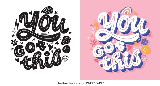 Cute hand drawn doodle motivation lettering phrase postcard. Lettering art label. T-shirt design, mug print.