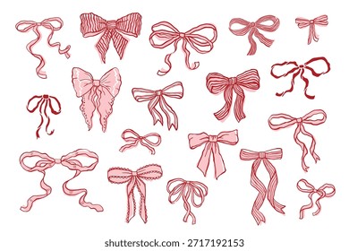 cute hand drawn doodle pink bow collection