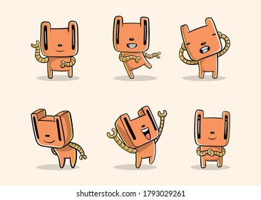 Gestos de ícono del robot de doodle dibujado a mano