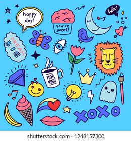 Cute Hand drawn doodle set