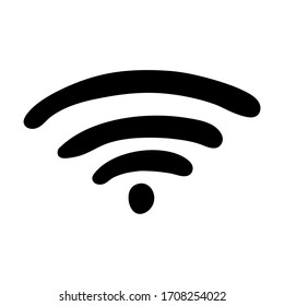 Frisch gezeichnetes Doodle einfache WiFi-Symbol. Einzeln auf weißem Hintergrund. Stockillustration für Vektorillustrationen.