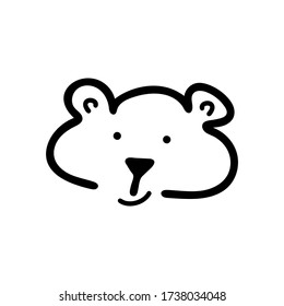 Cute hand drawn doodle simple hamster face icon. Isolated on white background. Vector stock illustration.