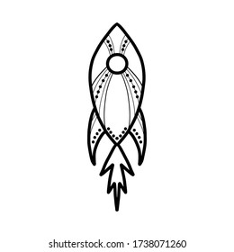 Cute hand drawn doodle simple rocket icon. Isolated on white background. Vector stock illustration.