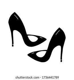 Cute hand drawn doodle stilettos. Isolated on white background. Vector stock illustration.